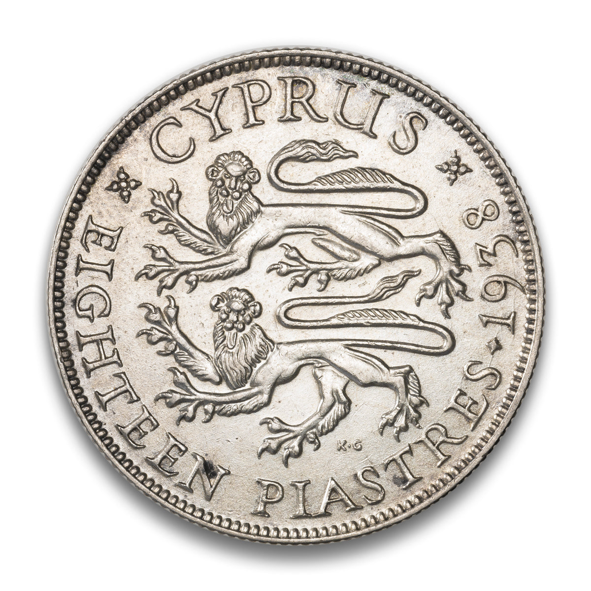 Cyprus Silver 18 Piastres 1938