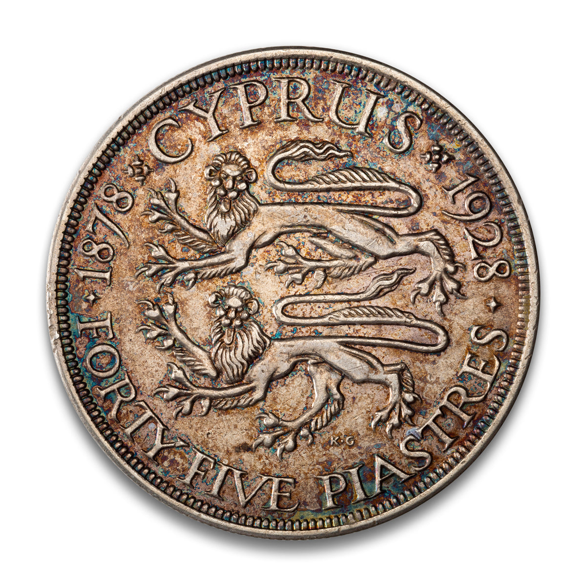 Cyprus Silver 45 Piastres 1928