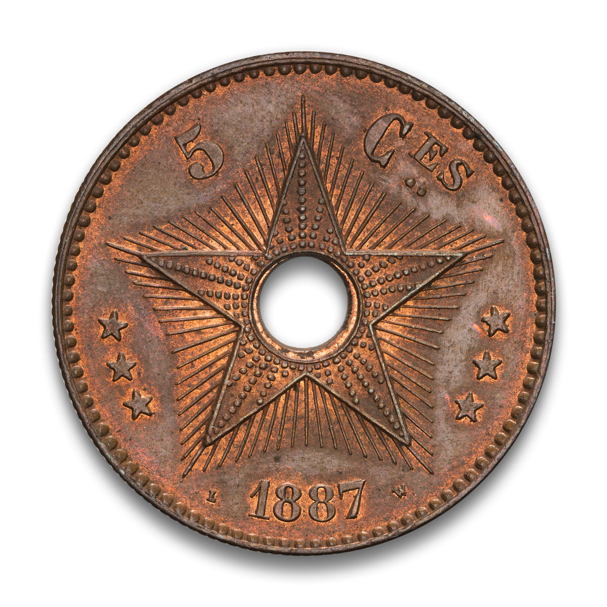 Congo Free State Base 5 Centimes 1887