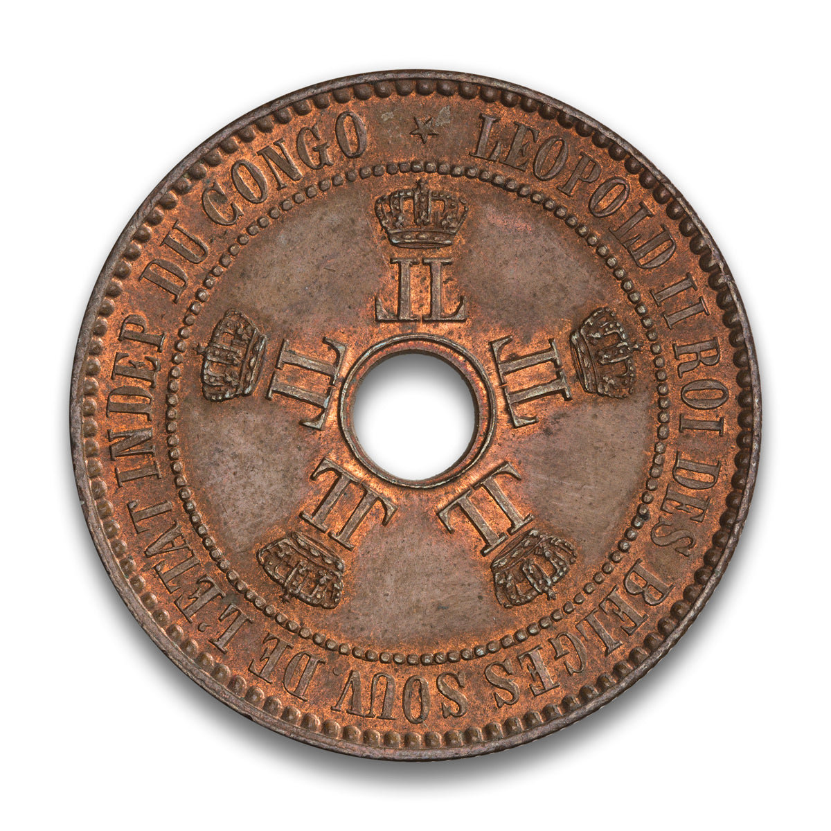 Congo Free State Base 5 Centimes 1887