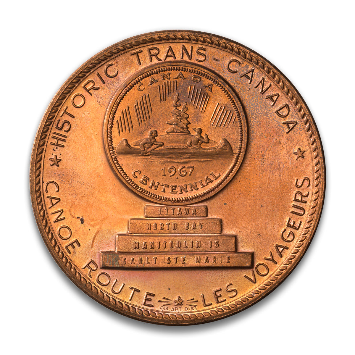 Trans-Canada Canoe Route Canada Centennial Base medal 1967