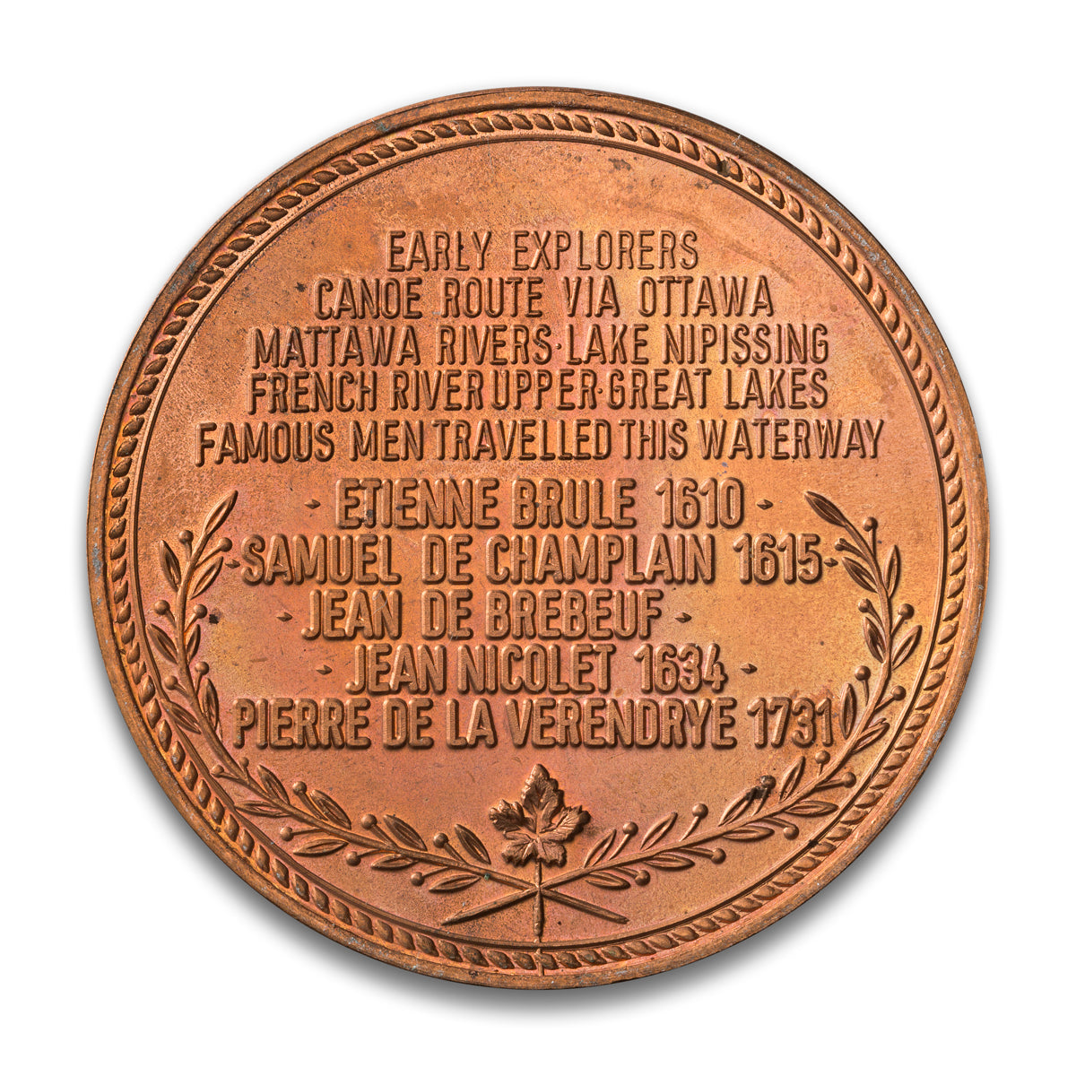 Trans-Canada Canoe Route Canada Centennial Base medal 1967