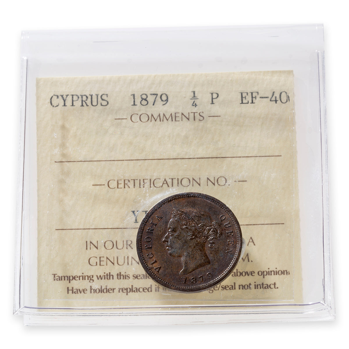 Cyprus Bronze 1/4 Piastre 1879