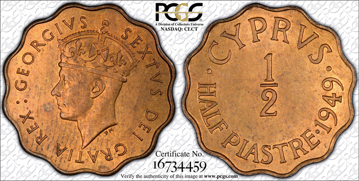 Cyprus Bronze 1/2 Piastre 1949