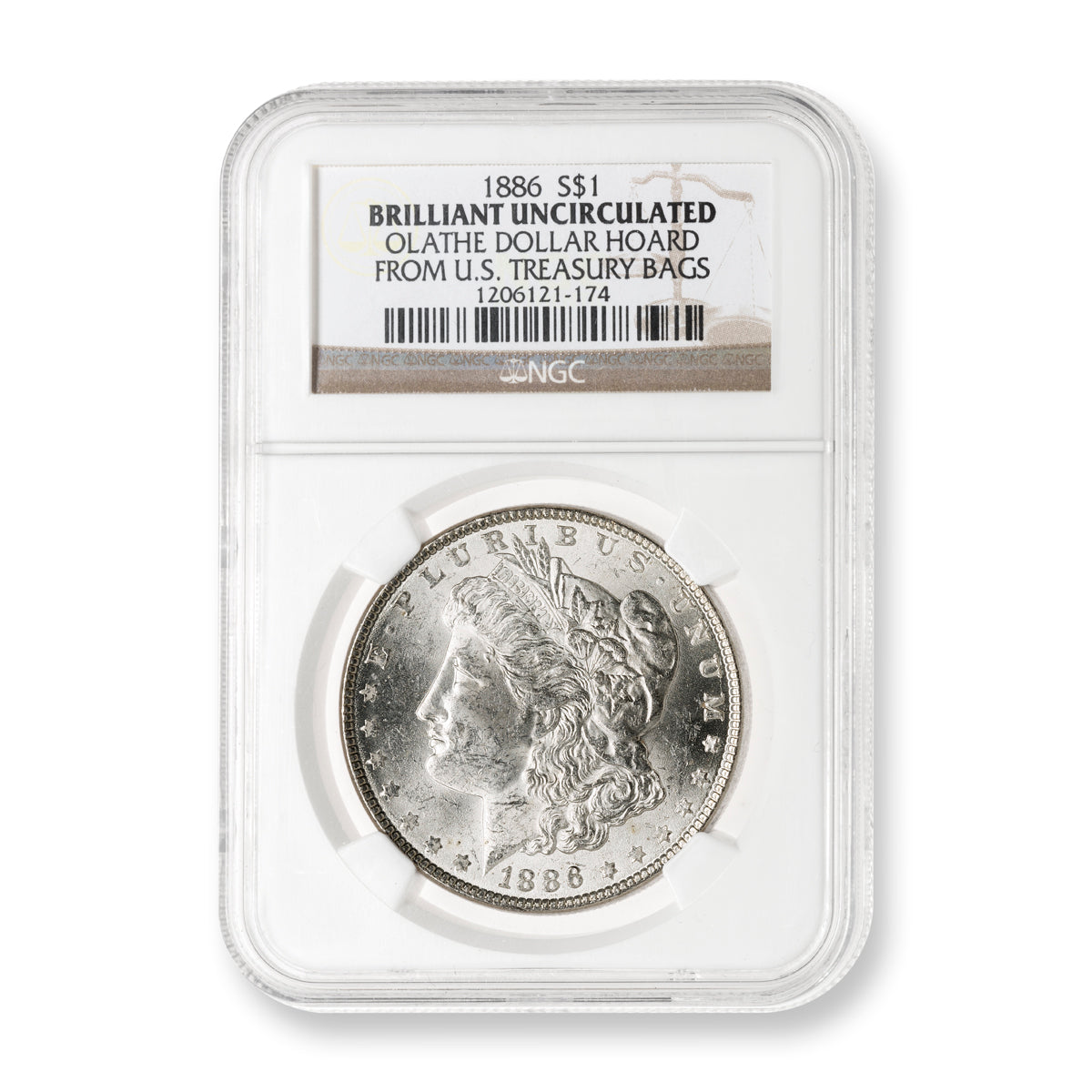 US $1 1886 Morgan Dollar NGC numisBU