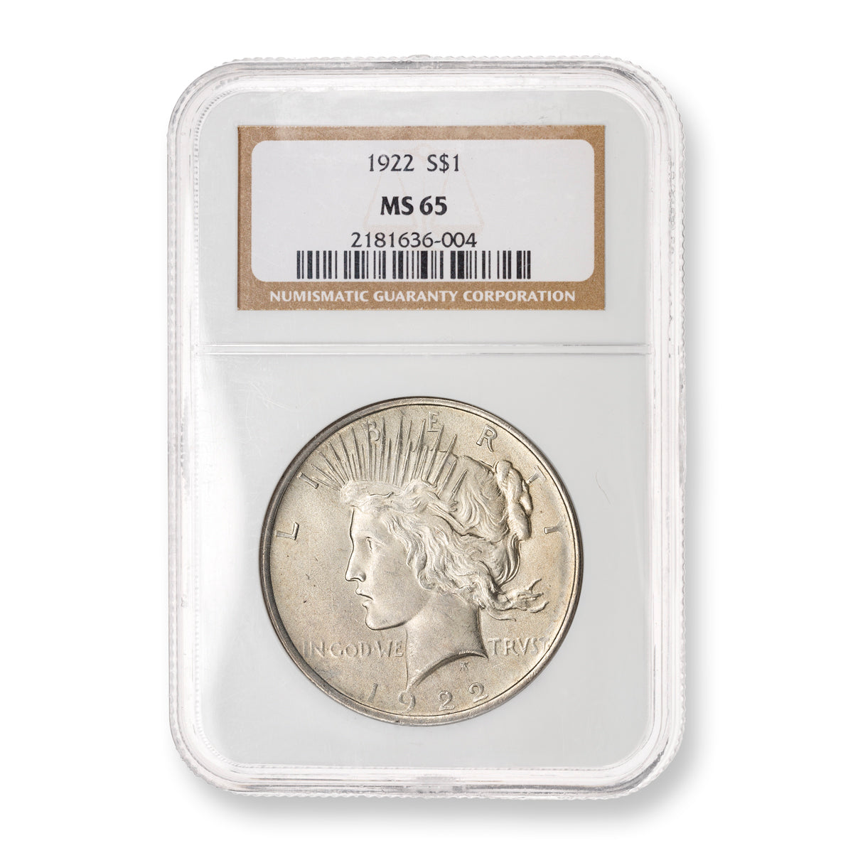 US $1 1922 Peace Dollar NGC MS-65