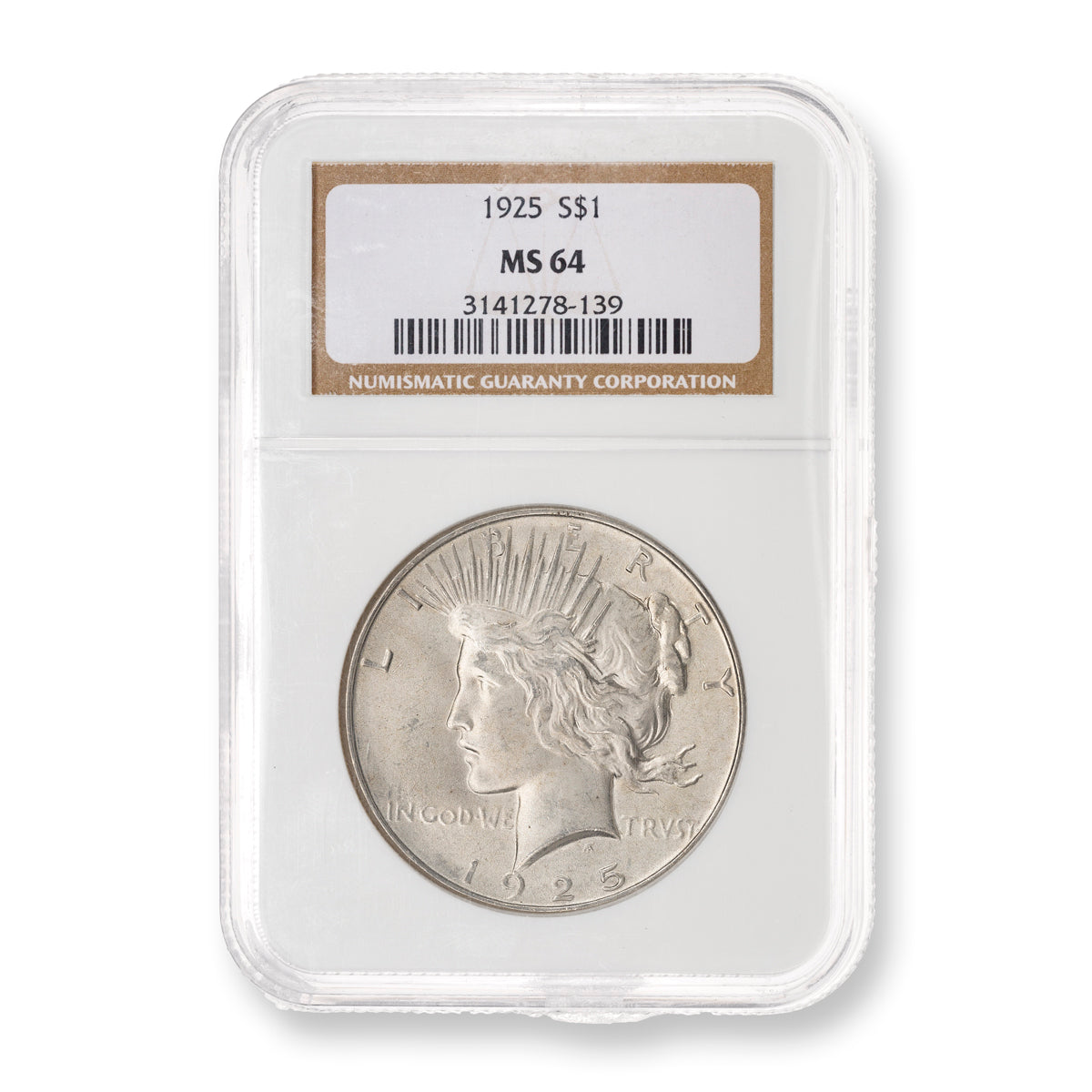 US $1 1925 Peace Dollar NGC MS-64