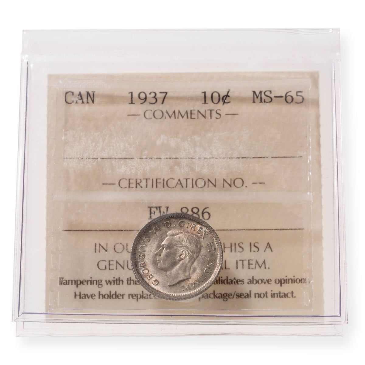 10 Cent 1937 ICCS MS-65