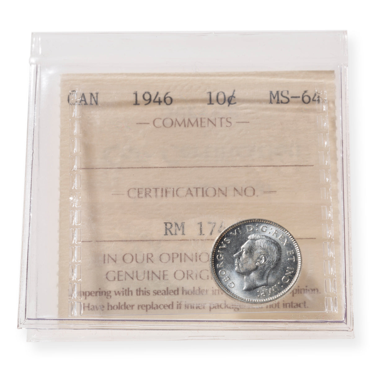 10 Cent 1946 ICCS MS-64