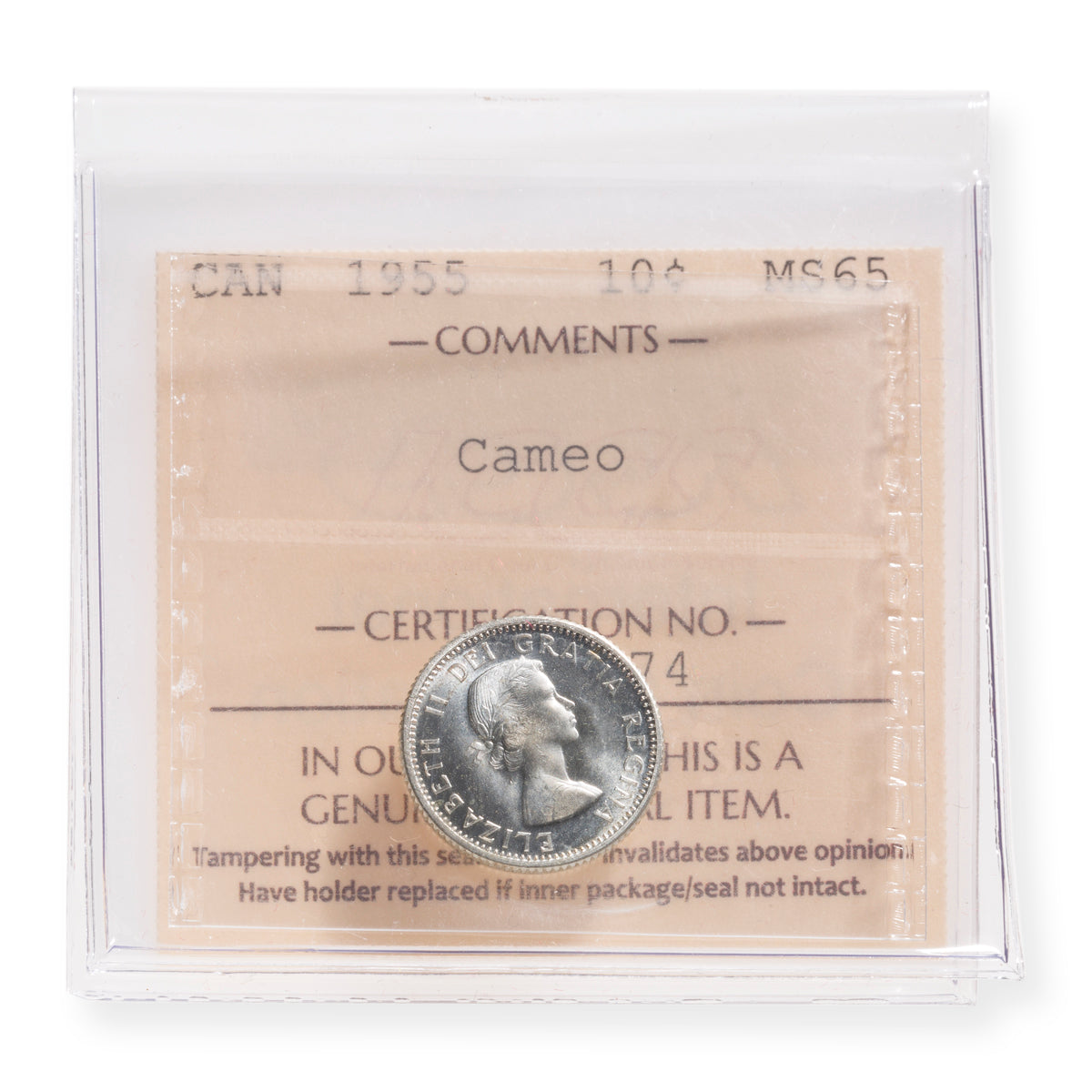 10 Cent 1955 Cameo ICCS MS-65