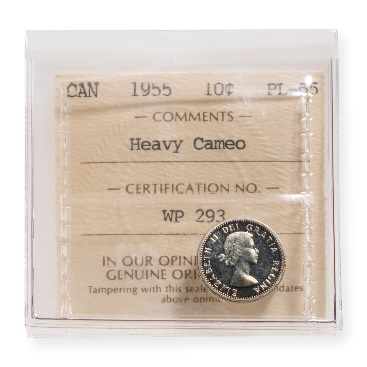 10 Cent 1955 Heavy Cameo ICCS PL-65