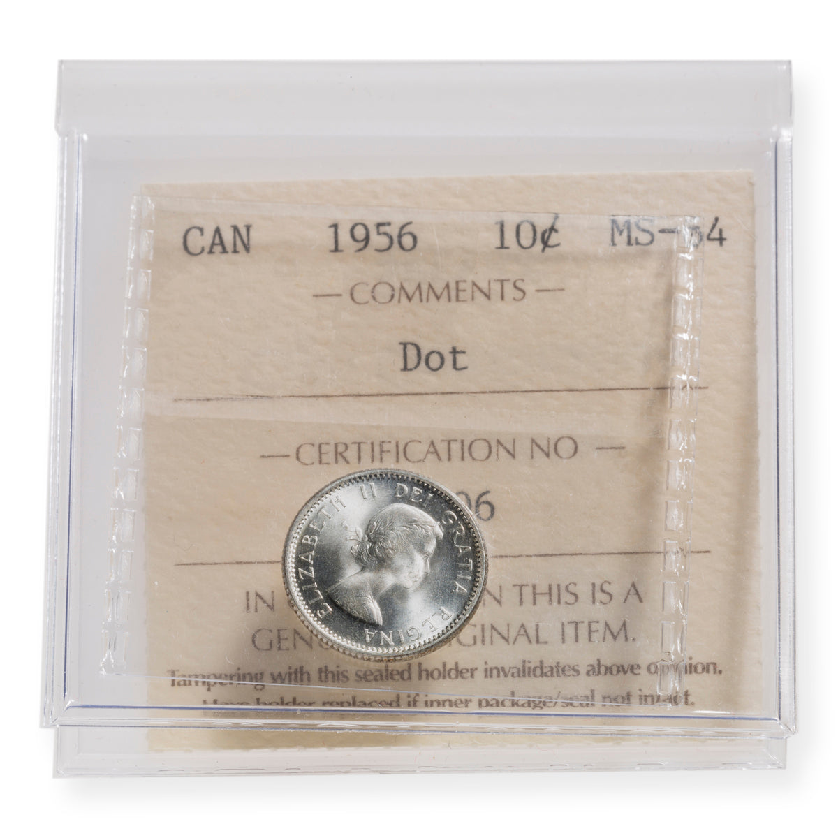 10 Cent 1956 Dot ICCS MS-64