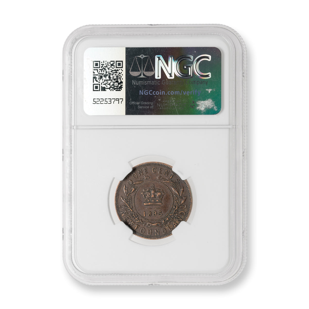 NFLD 1 Cent 1885 Brown NGC AU-50