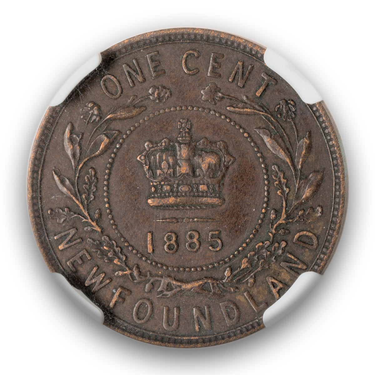 NFLD 1 Cent 1885 Brown NGC AU-50