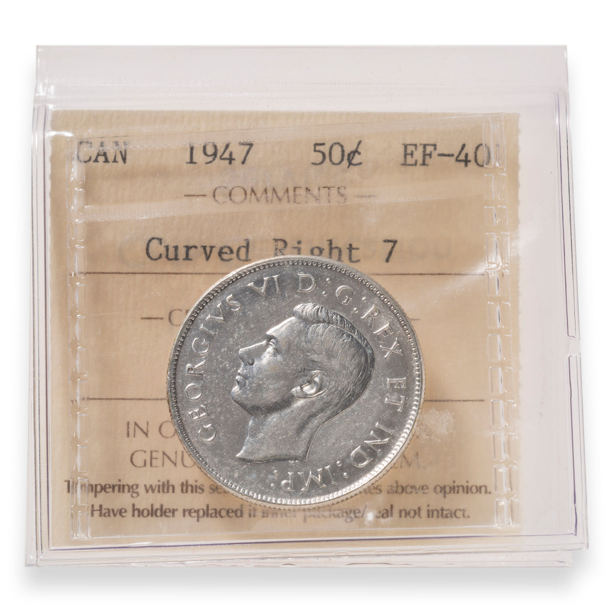 50 Cent 1947 Curved Right 7 ICCS EF-40