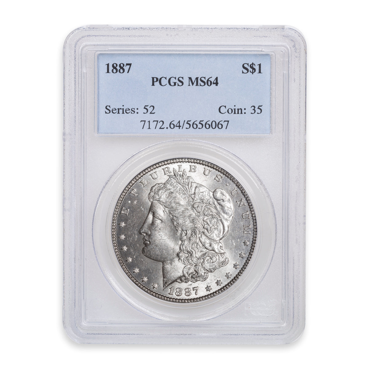 US $1 1887 Morgan Dollar PCGS MS-64