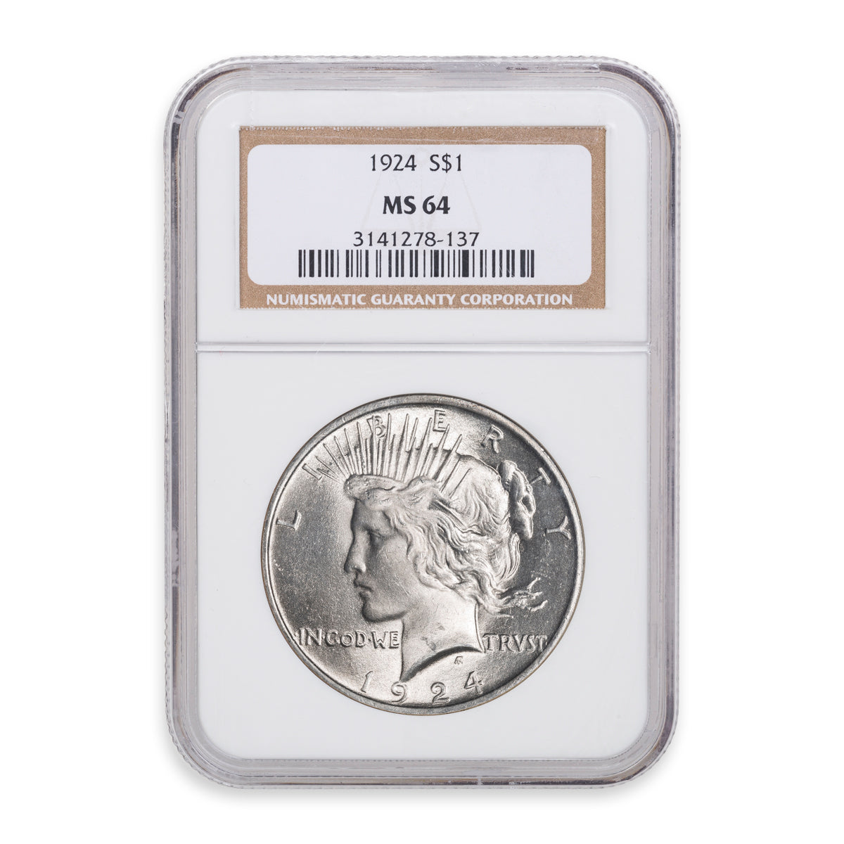 US $1 1924 Peace Dollar NGC MS-64