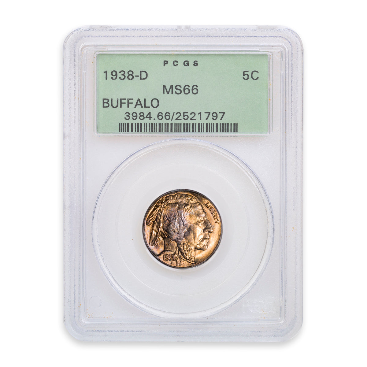 US 5 Cent 1938D Buffalo PCGS MS-66