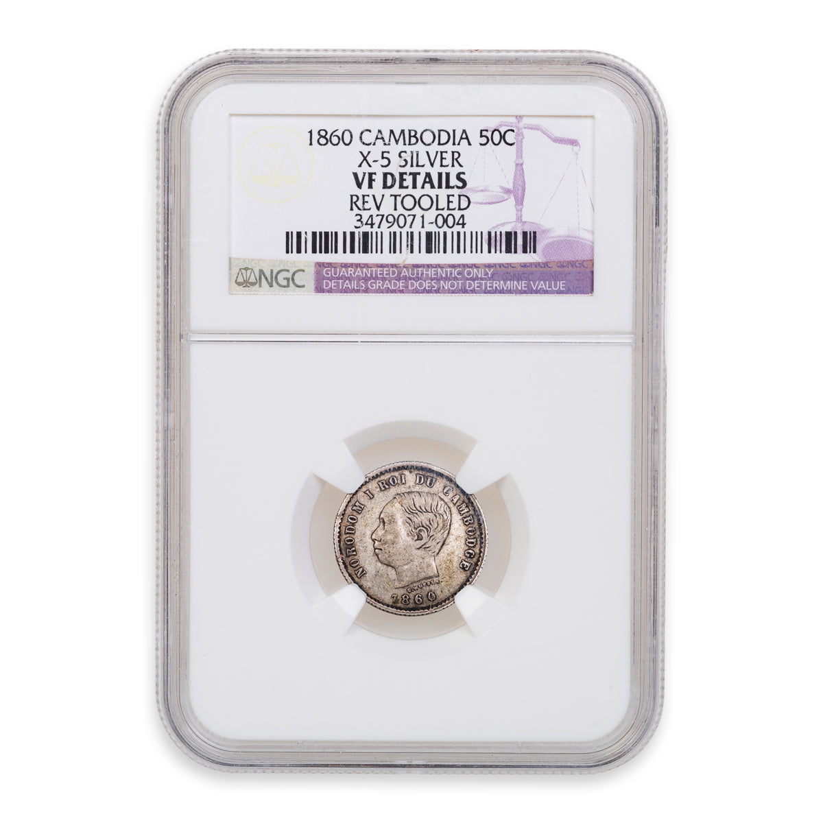 Cambodia 50 Cent 1860 50 Centimes NGC VF-20