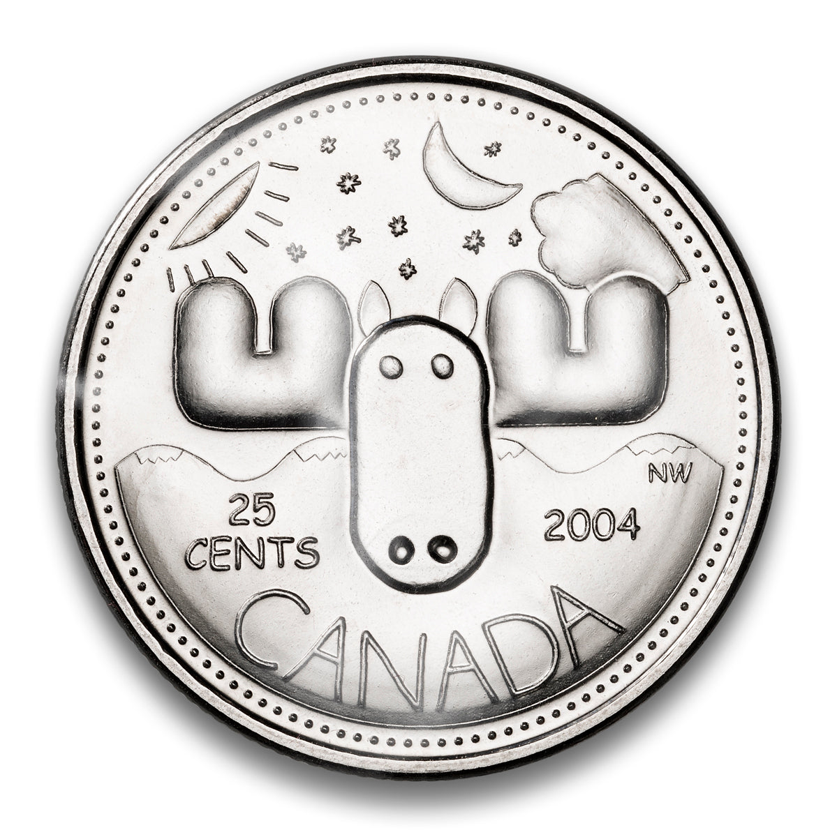 2004 25 Cent Canada Day Moose Coin