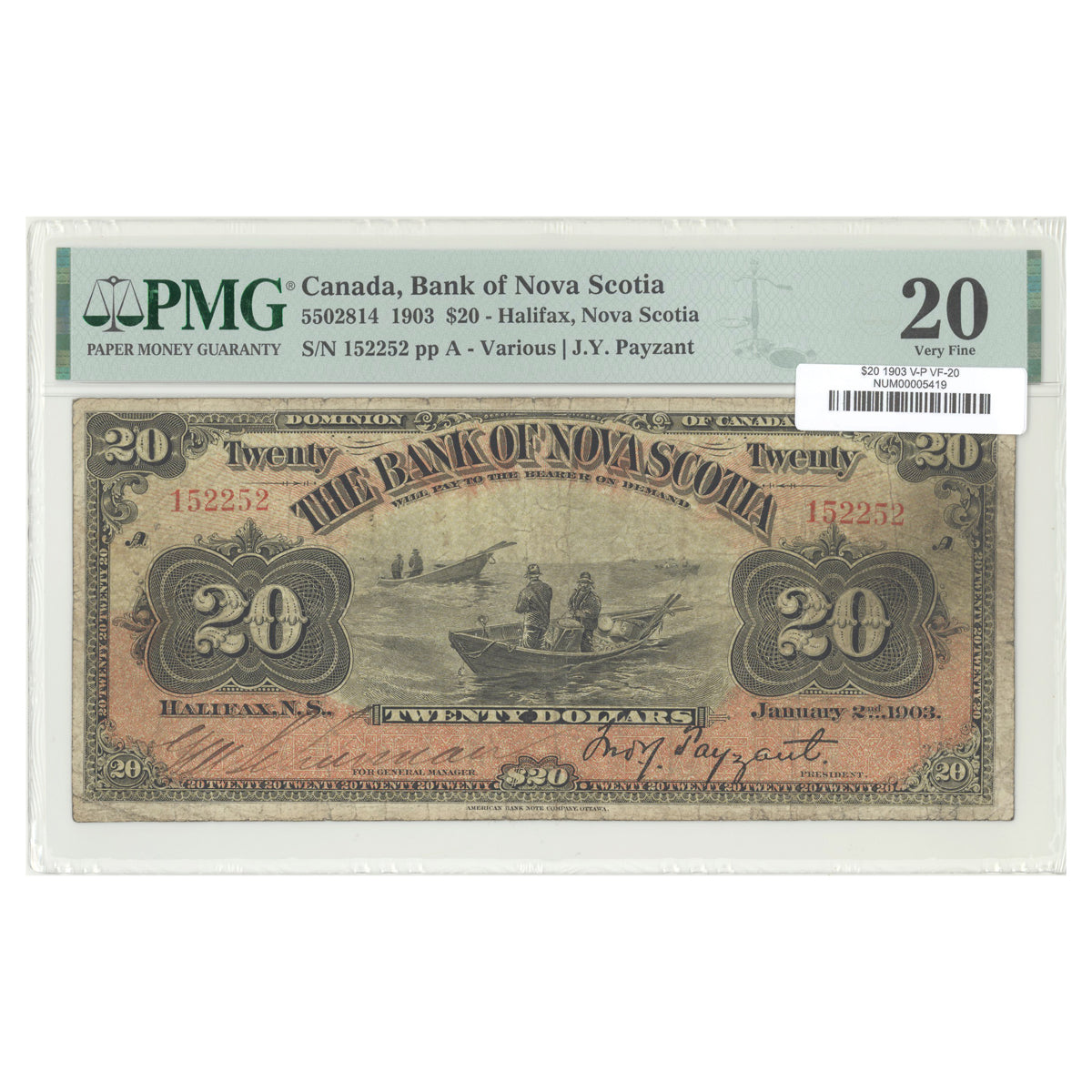 $20 1903 5502814 Bank of Nova Scotia Various-Payzant PMG VF-20