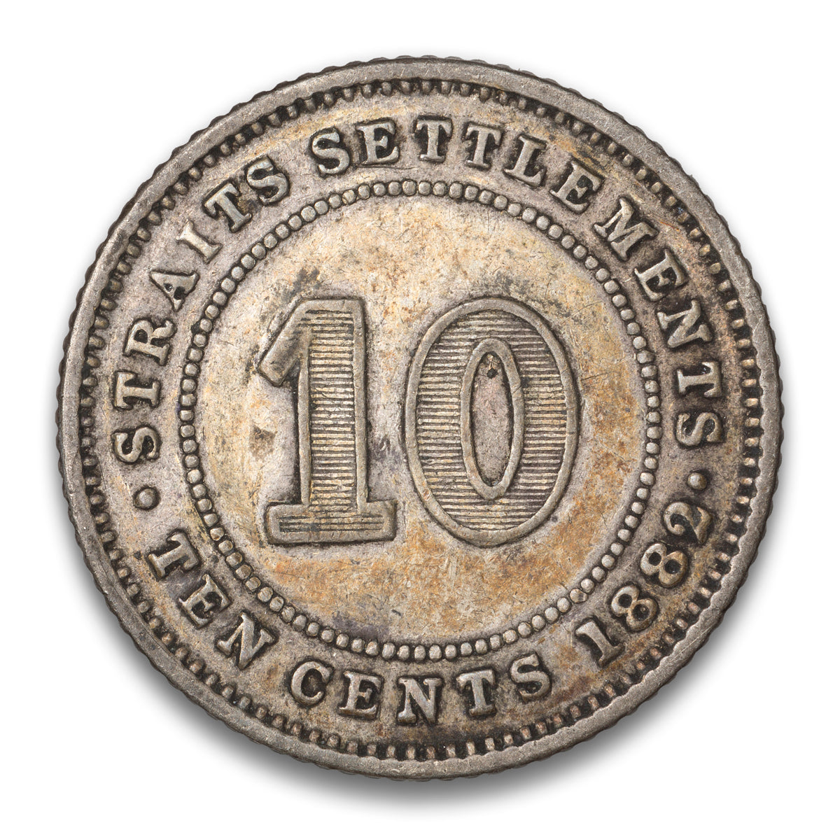 Straits Settlements Silver 10 Cents 1882 H