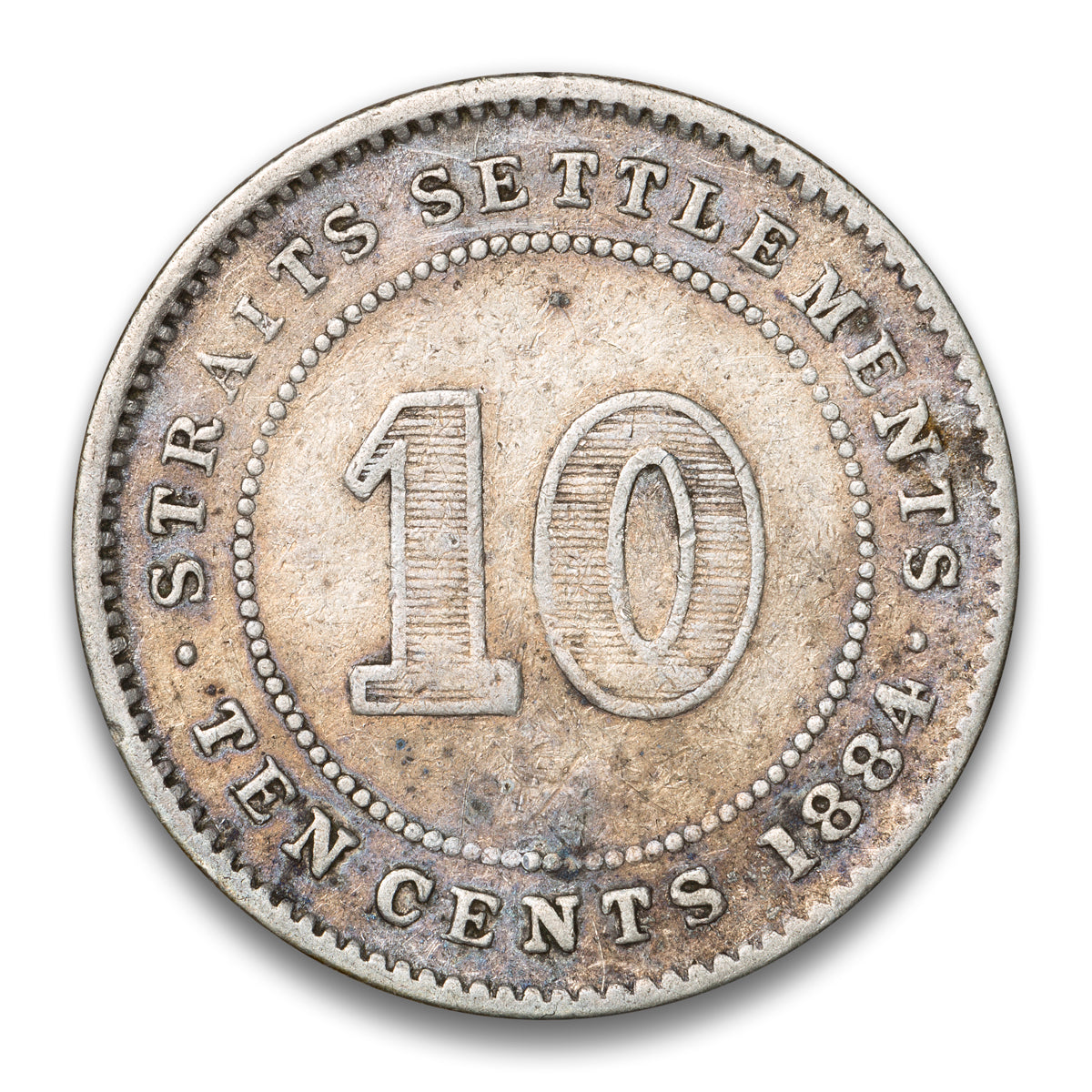 Straits Settlements Silver 10 Cents 1884