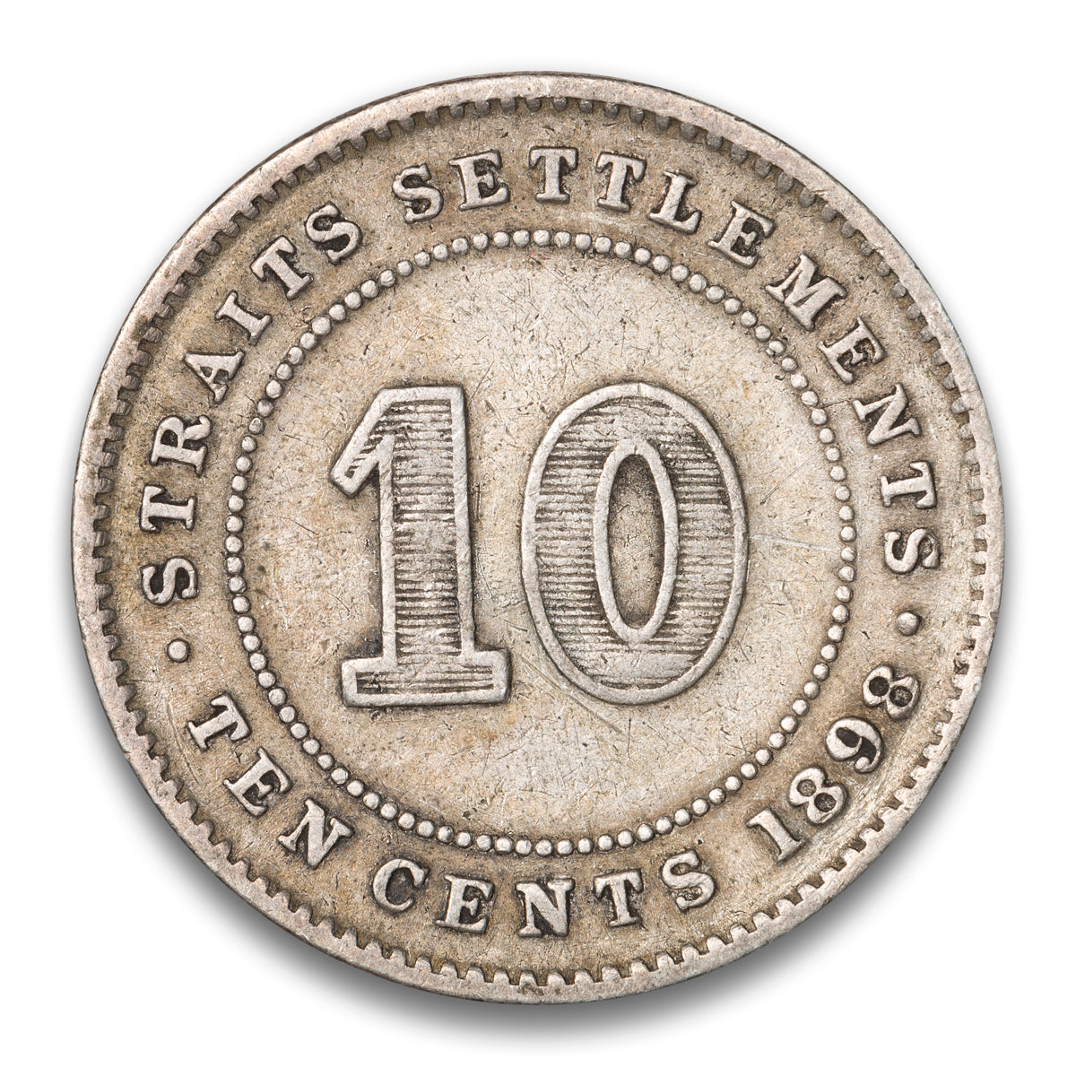 Straits Settlements Silver 10 Cents 1898