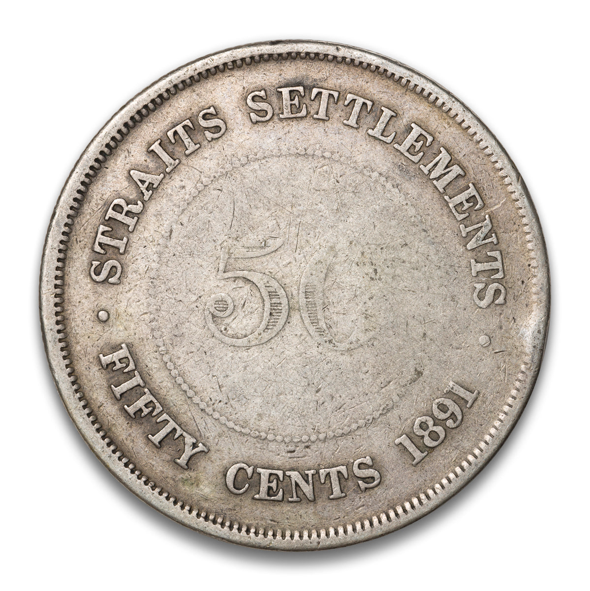 Straits Settlements Silver 50 Cents 1891