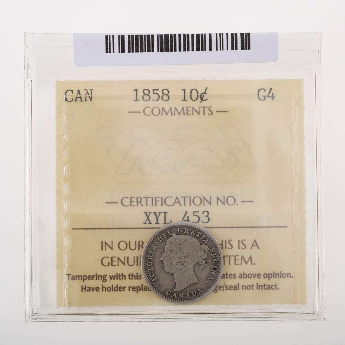 10 Cent 1858 ICCS G-4