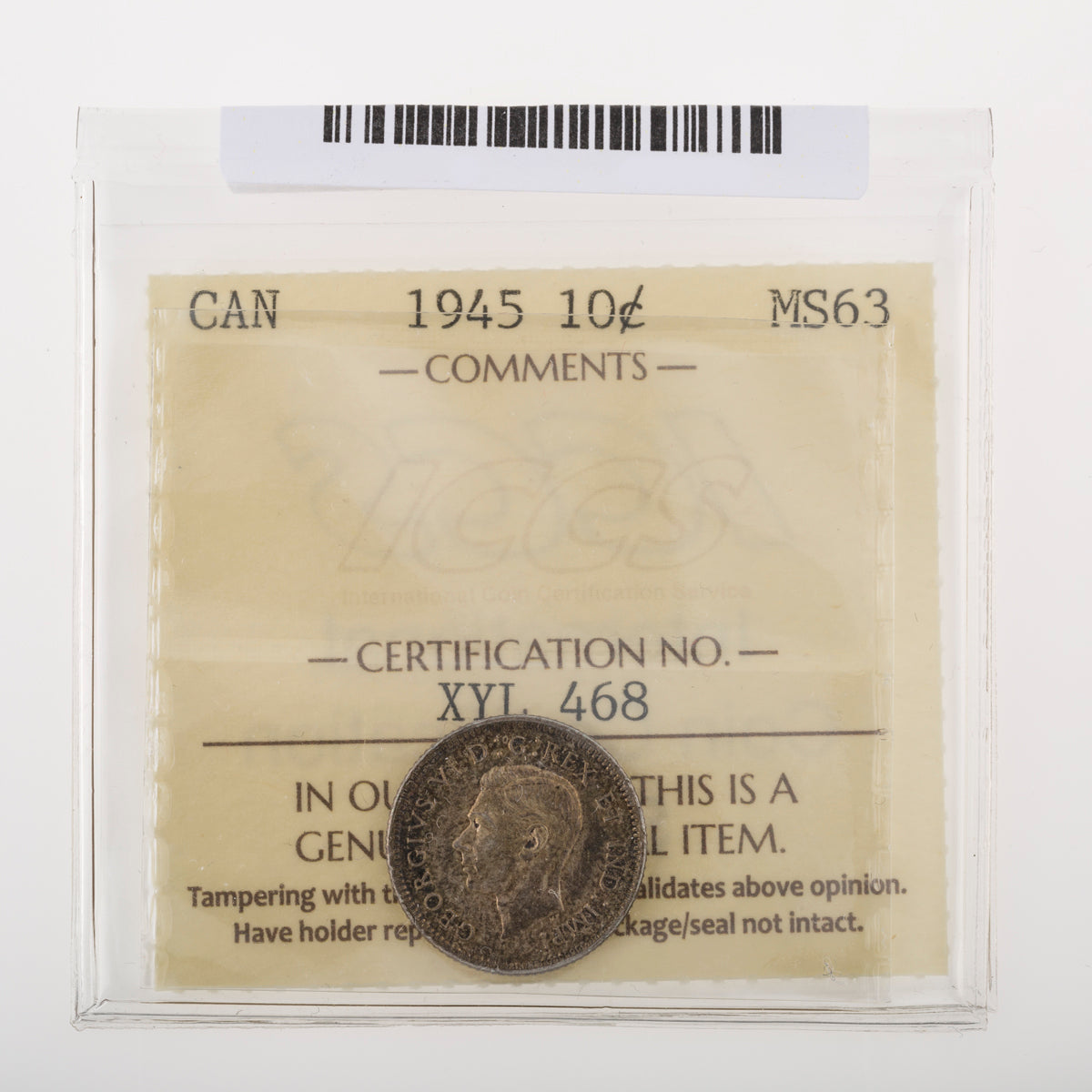 10 Cent 1945 ICCS MS-63