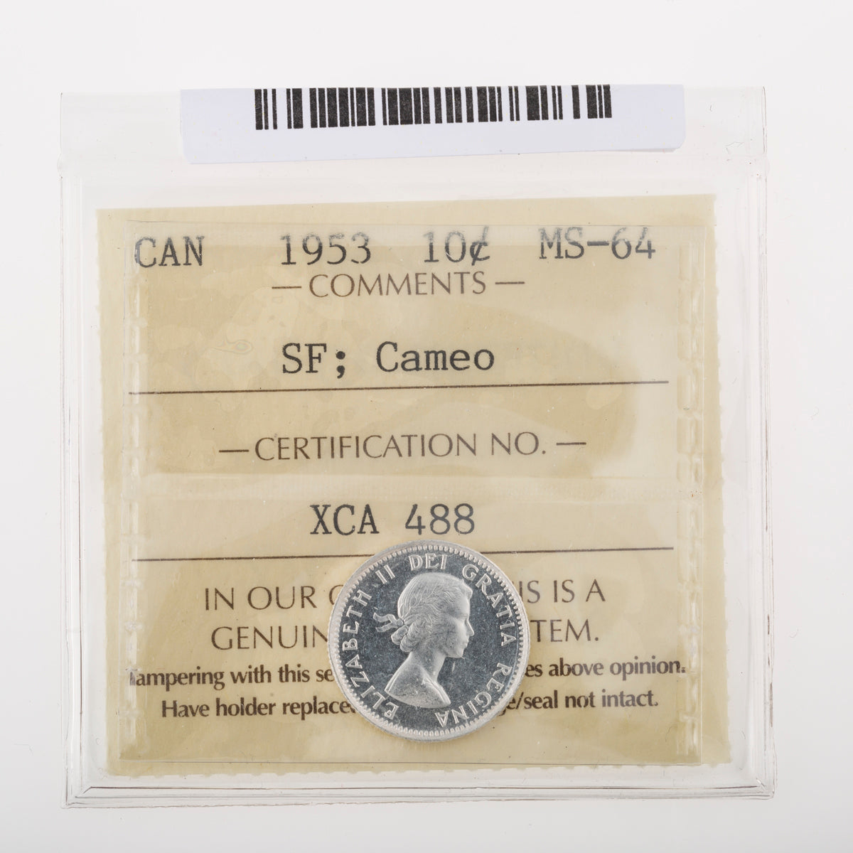 10 Cent 1953 SF; Cameo ICCS MS-64