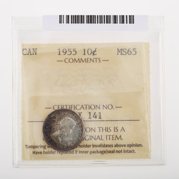  15 Cents 10 Cent 1955 ICCS MS-65