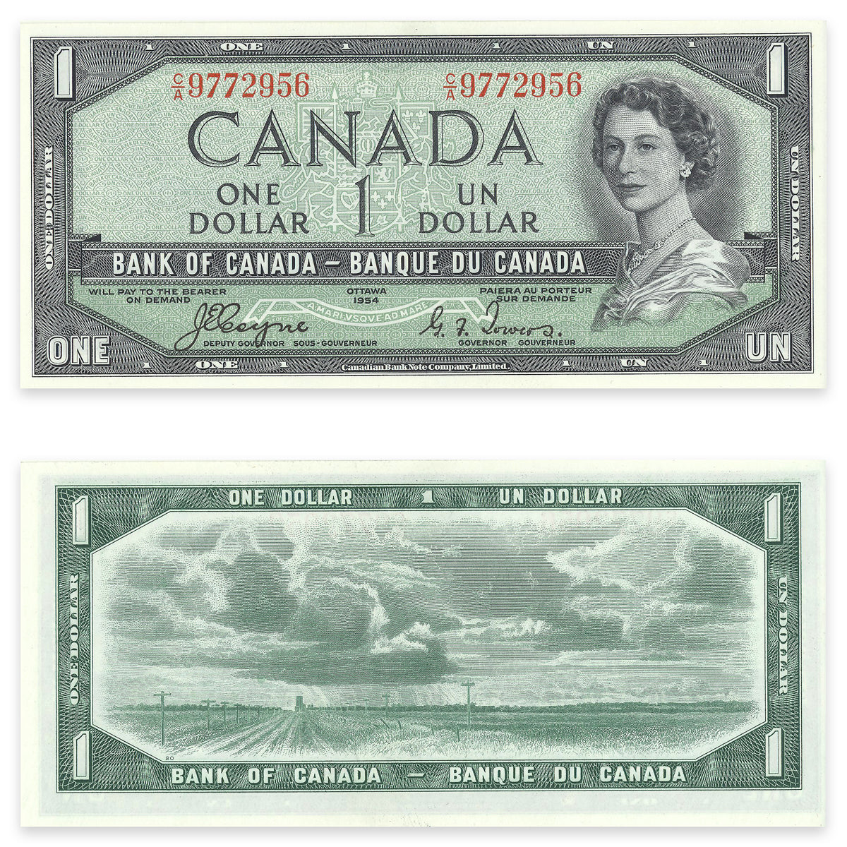 $1 1954 Devil's Face Series BC-29a Consecutive Pair Coyne-Towers Prefix C/A CUNC-64