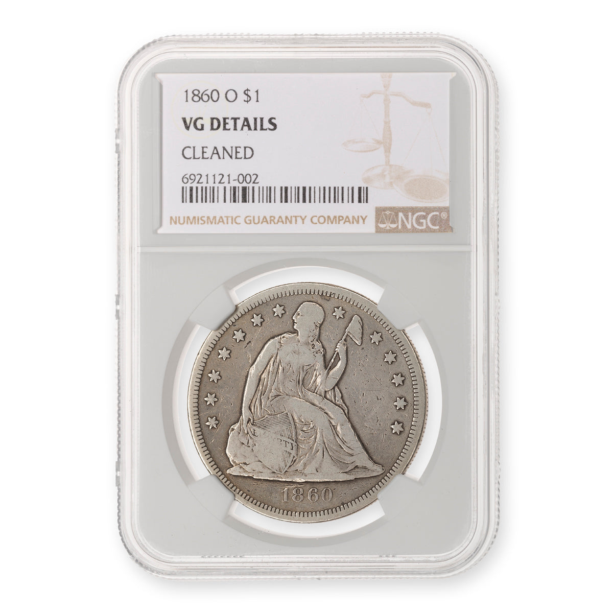 US $1 1860O Liberty Seated NGC VG-8