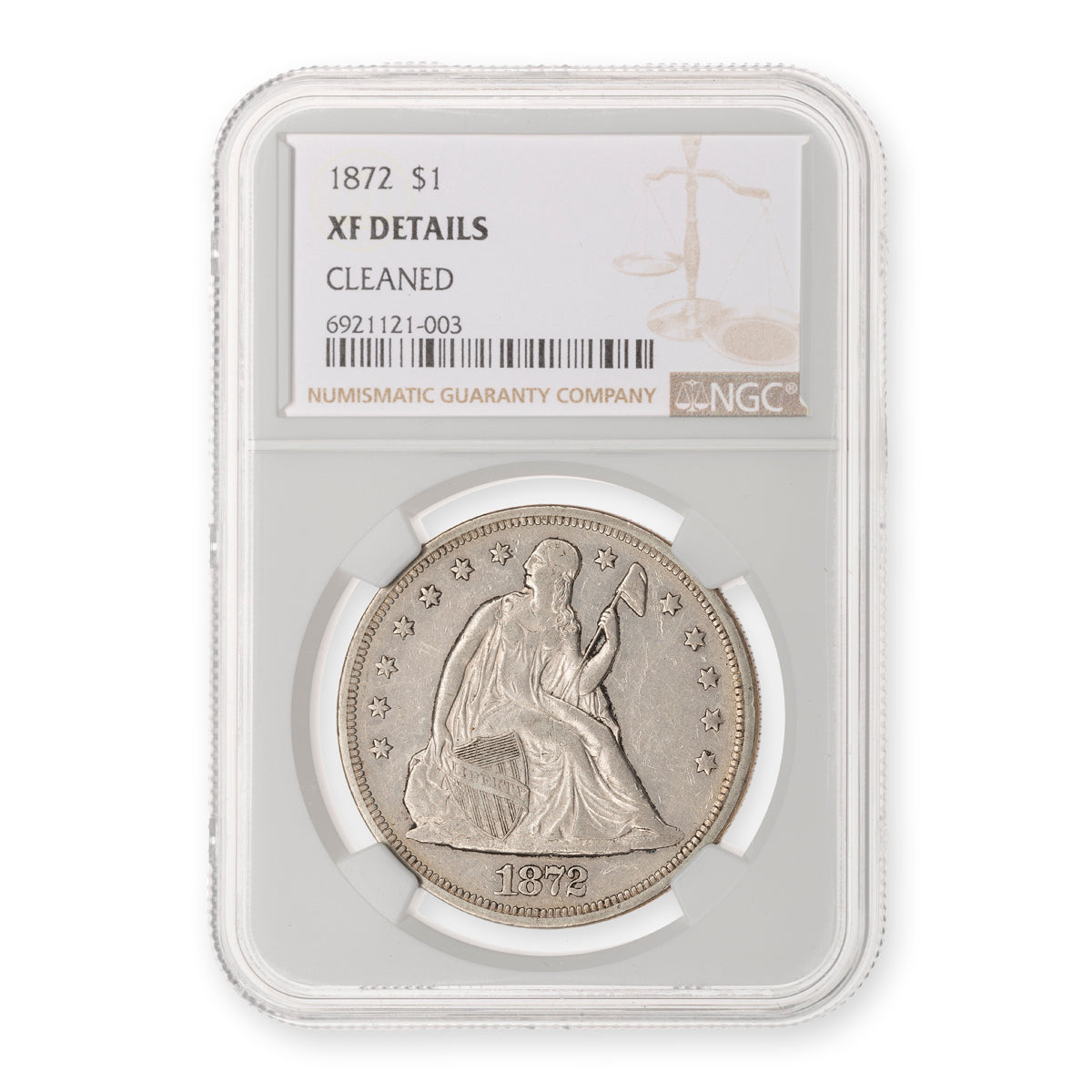 US $1 1872 Liberty Seated NGC EF-40