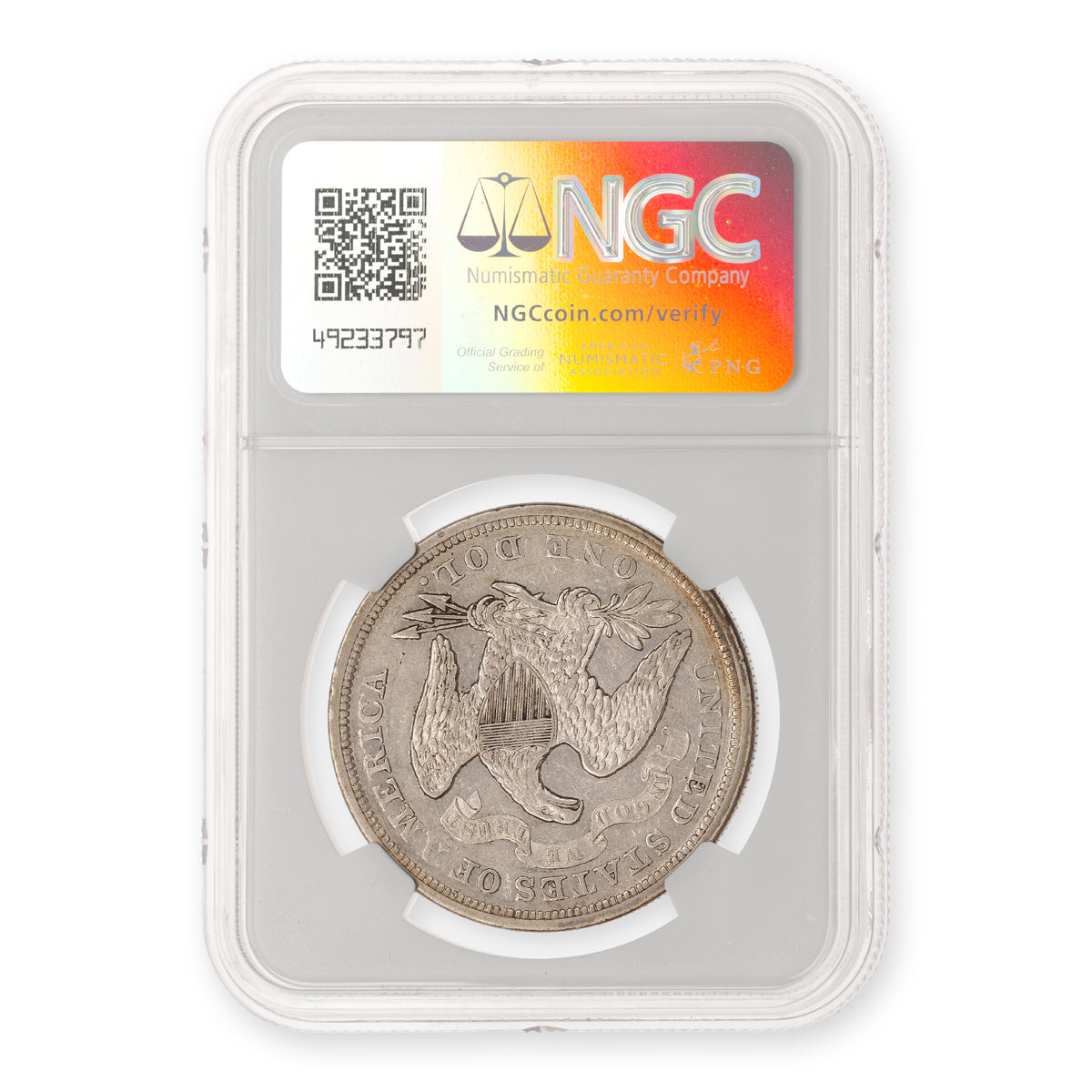 US $1 1872 Liberty Seated NGC EF-40