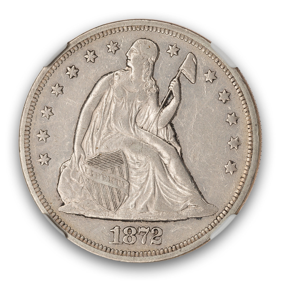 US $1 1872 Liberty Seated NGC EF-40