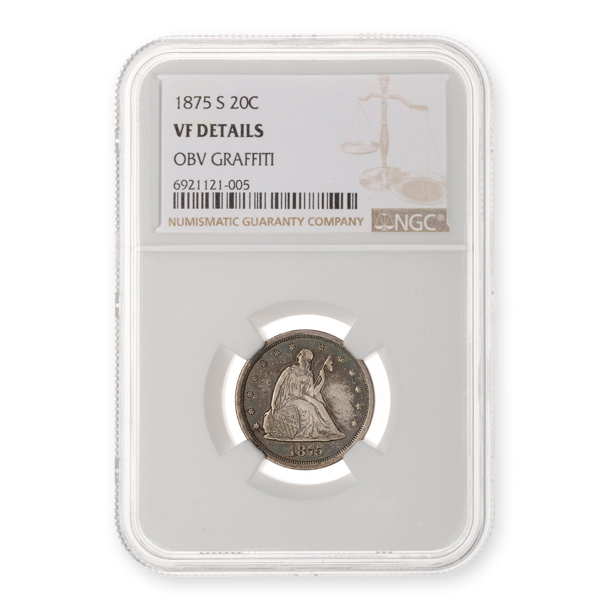 US 20 Cent 1875S NGC VF-20