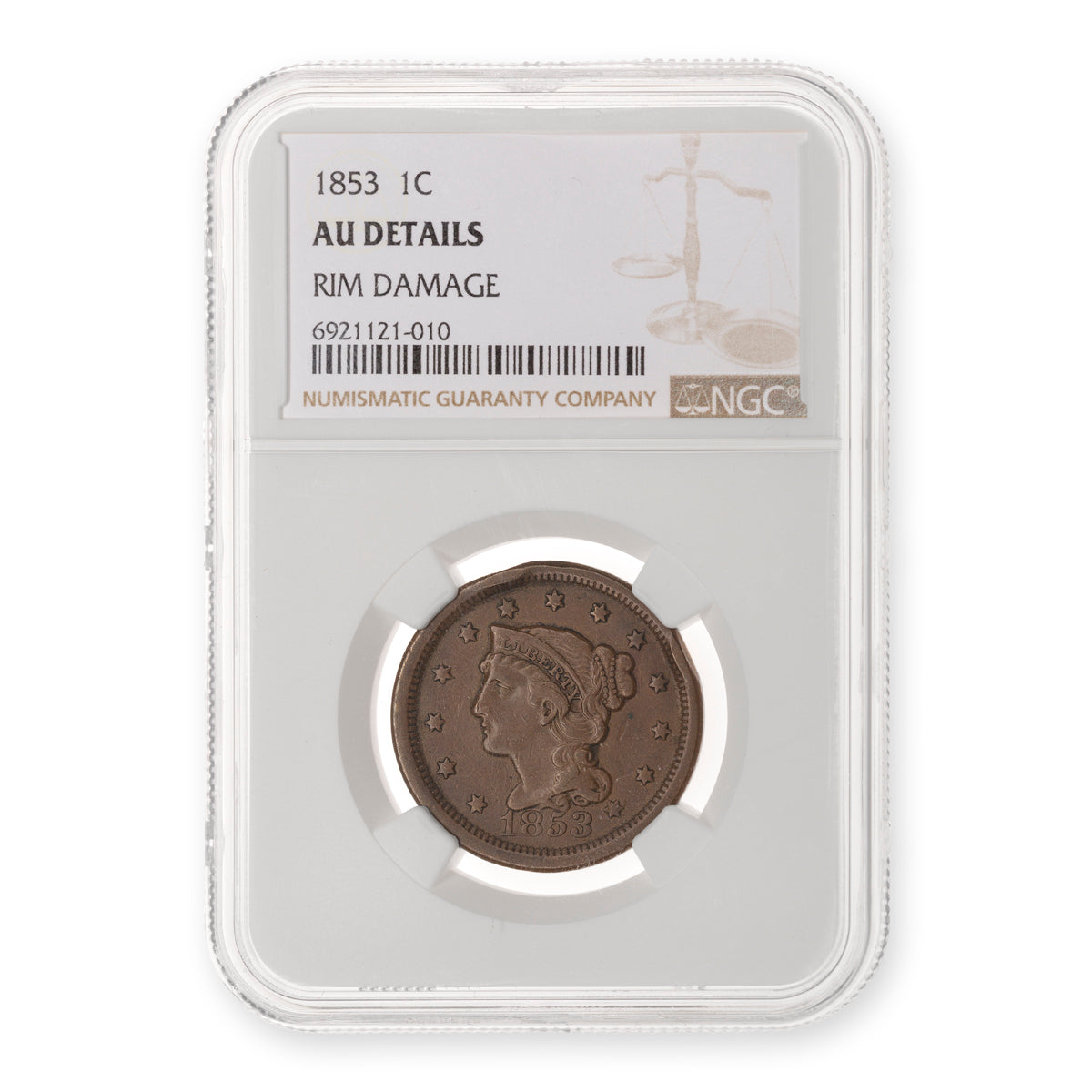 US 1 Cent 1853 NGC AU-50