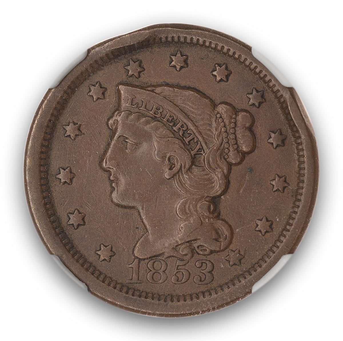 US 1 Cent 1853 NGC AU-50