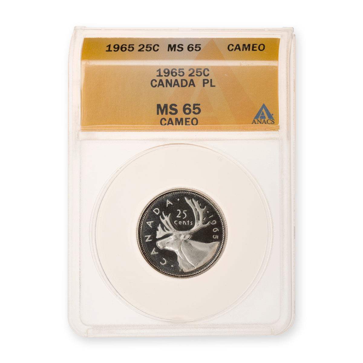 25 Cent 1965 Cameo ANACS PL-65