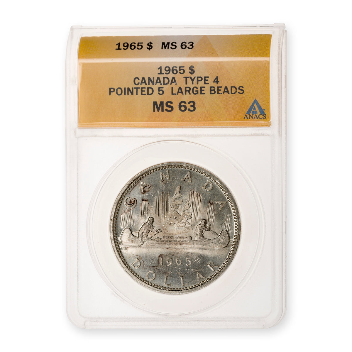 $1 1965 LB, P5, T-4 ANACS MS-63