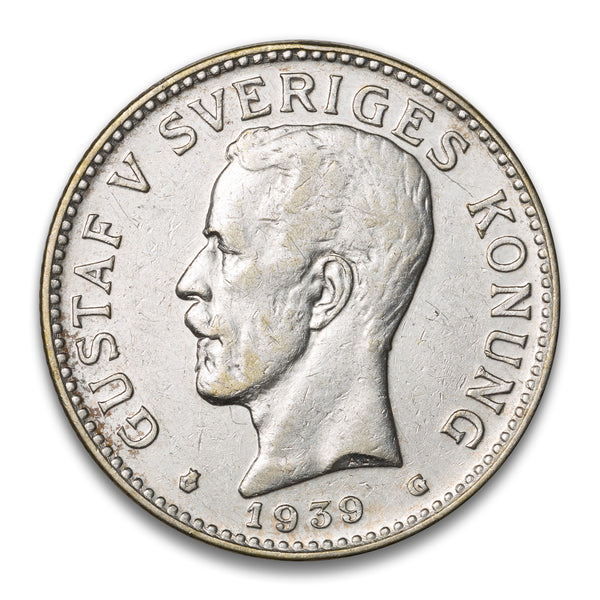 Sweden Silver 2 Kronor 1939 G