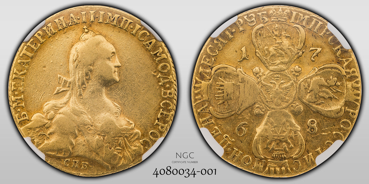 Russia Catherine the Great Gold 10 Roubles 1768 CNB