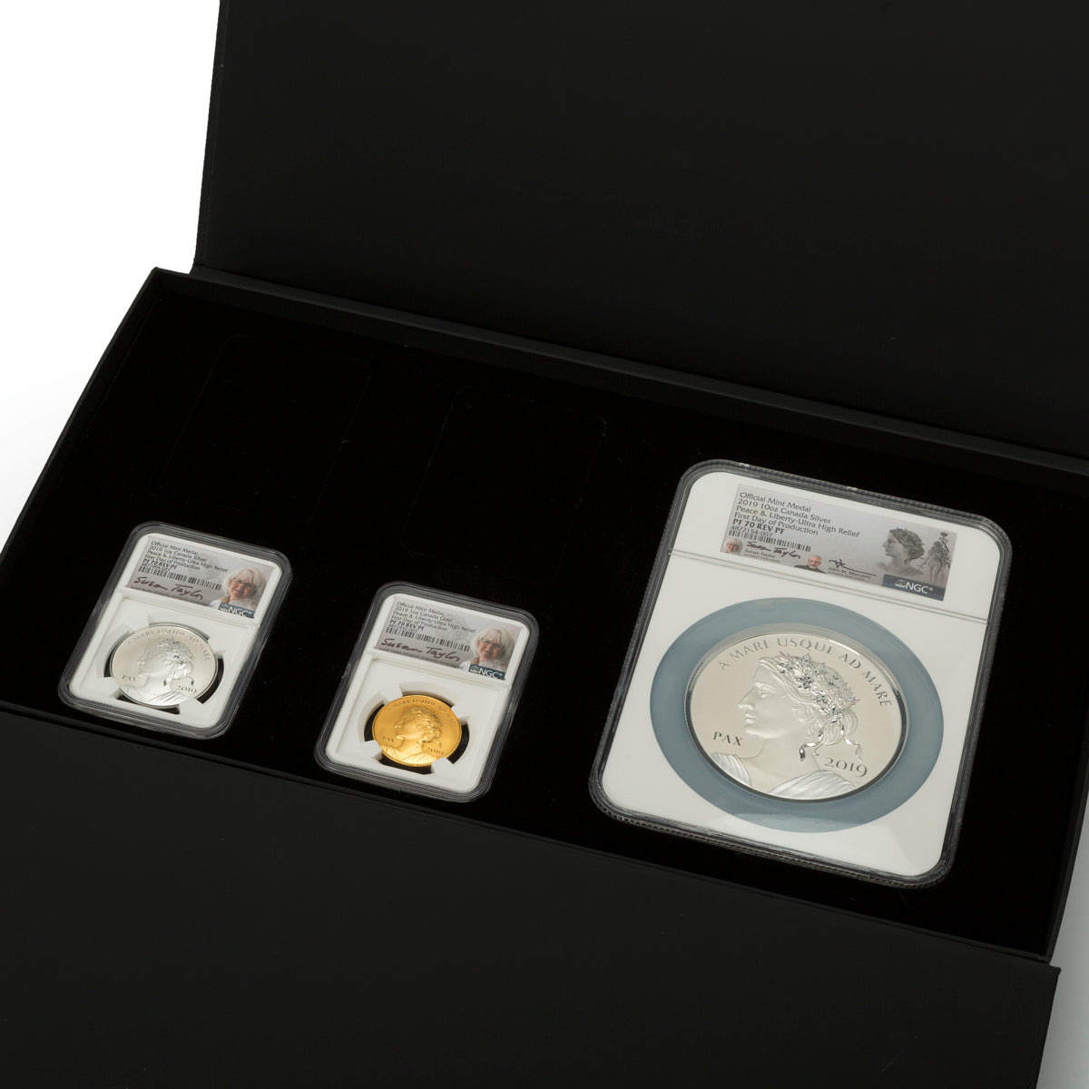 2019 First Day of Production Liberty & Peace: 1 oz Gold, 10 oz Silver,