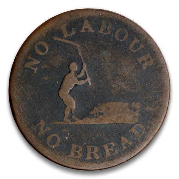 Speed the Plough No Labour No Bread Base Token 1840
