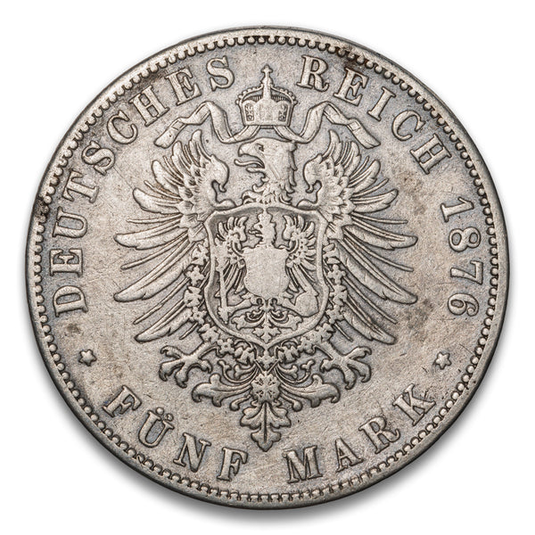 Prussia German State Silver 5 Mark 1876 A