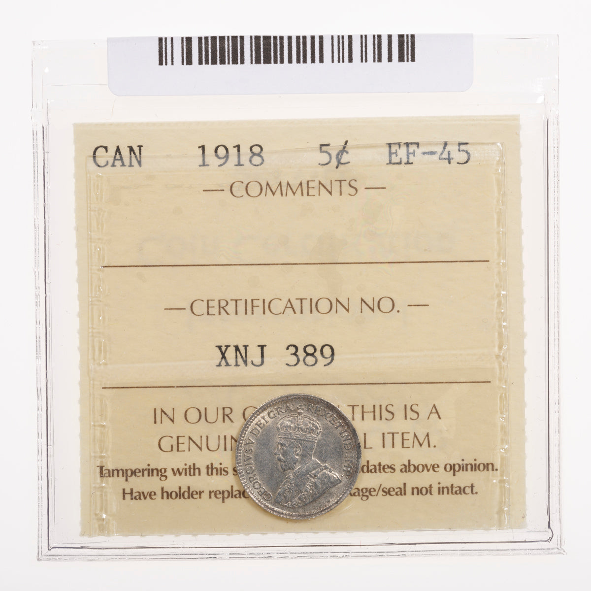 5 Cent 1918 ICCS EF-45