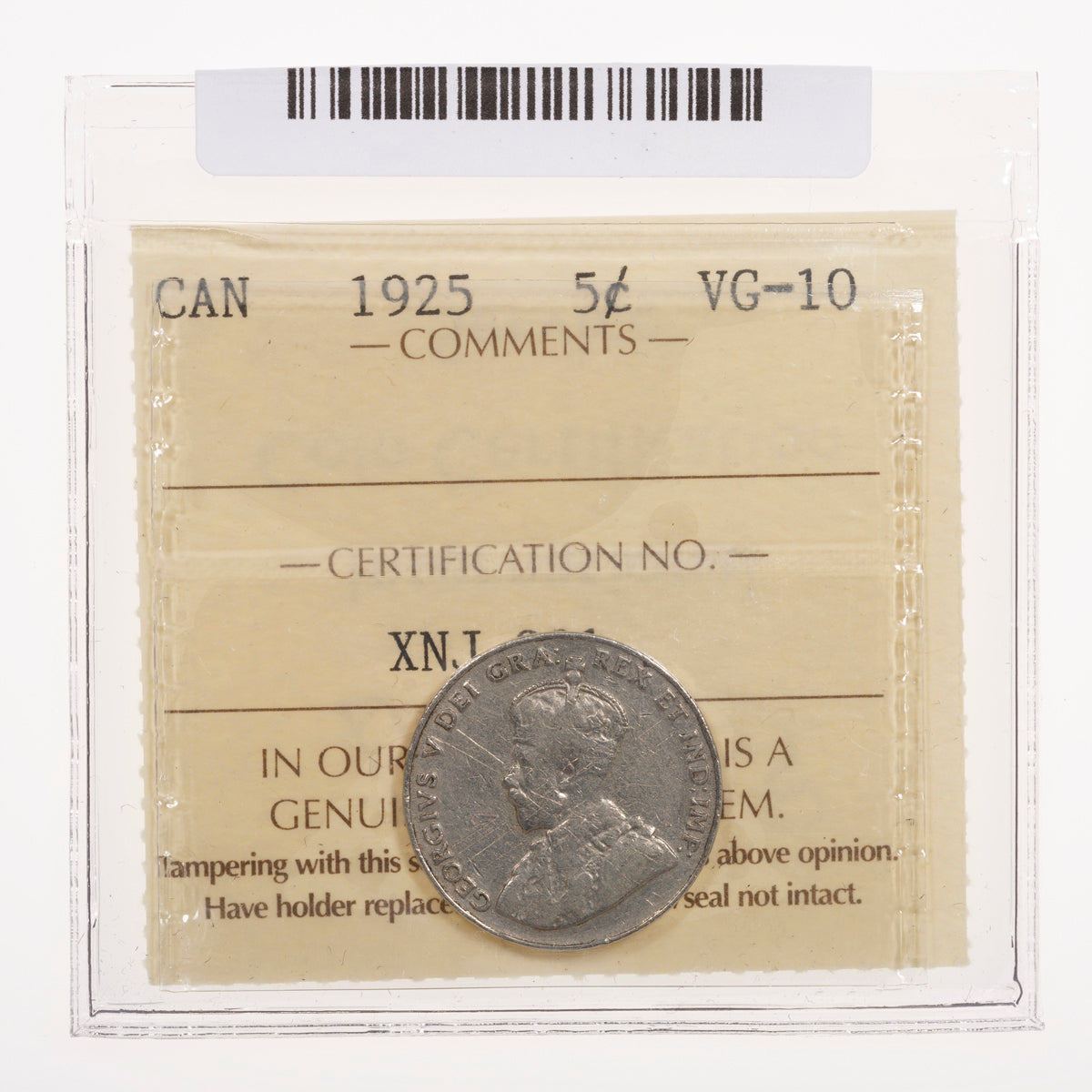 5 Cent 1925 ICCS VG-10